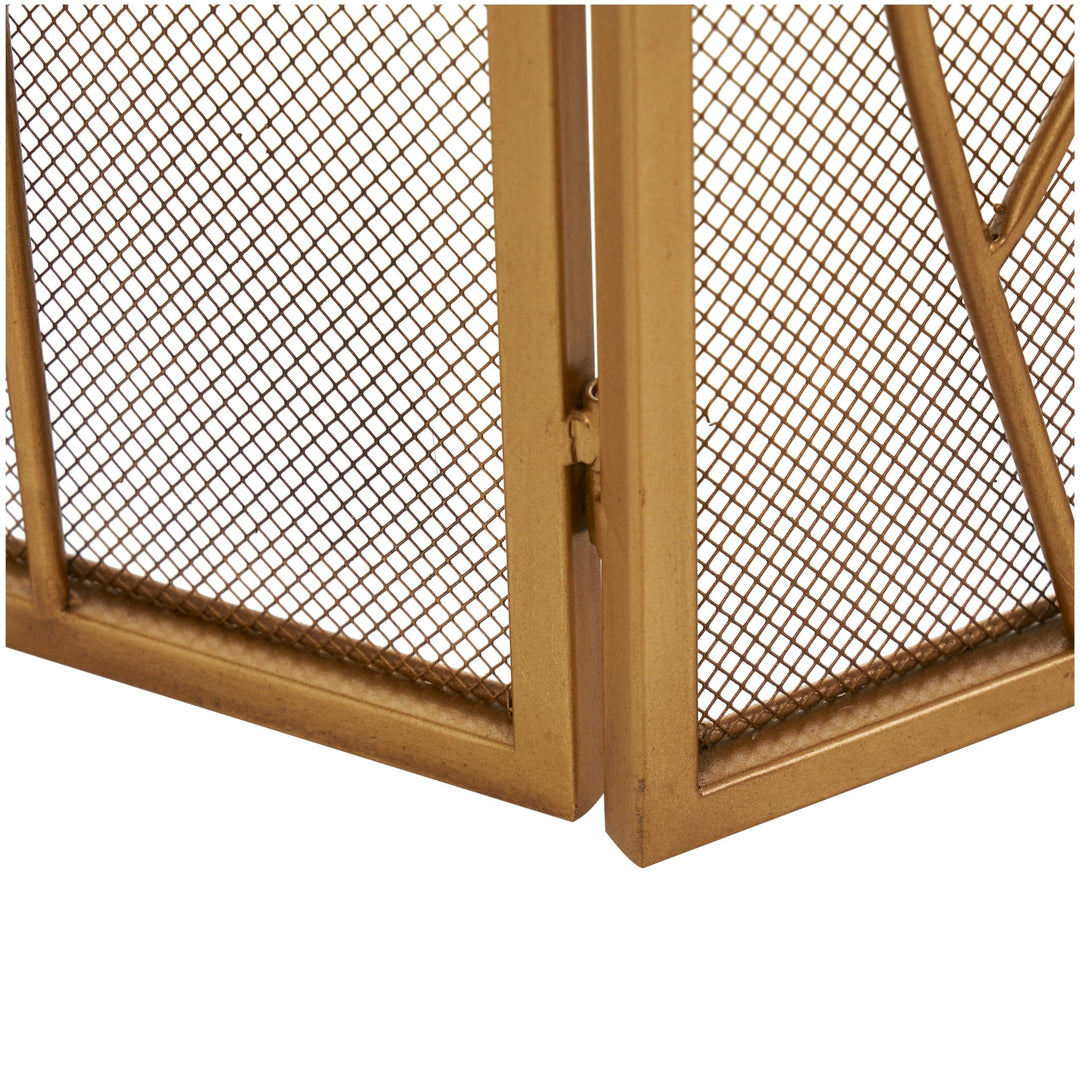 Gold Metal Arched 3 Panel Tree Fireplace Screen with Branch Inspired Design Iron - Diamond Home USA