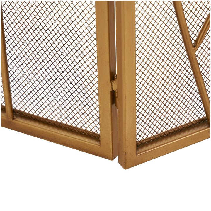 Gold Metal Arched 3 Panel Tree Fireplace Screen with Branch Inspired Design Iron - Diamond Home USA
