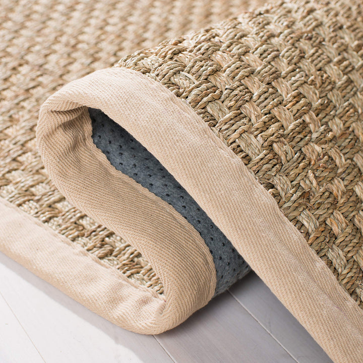 SAFAVIEH Natural Fiber Collection Area Rug - 4' Round Natural & Beige Border - Diamond Home USA