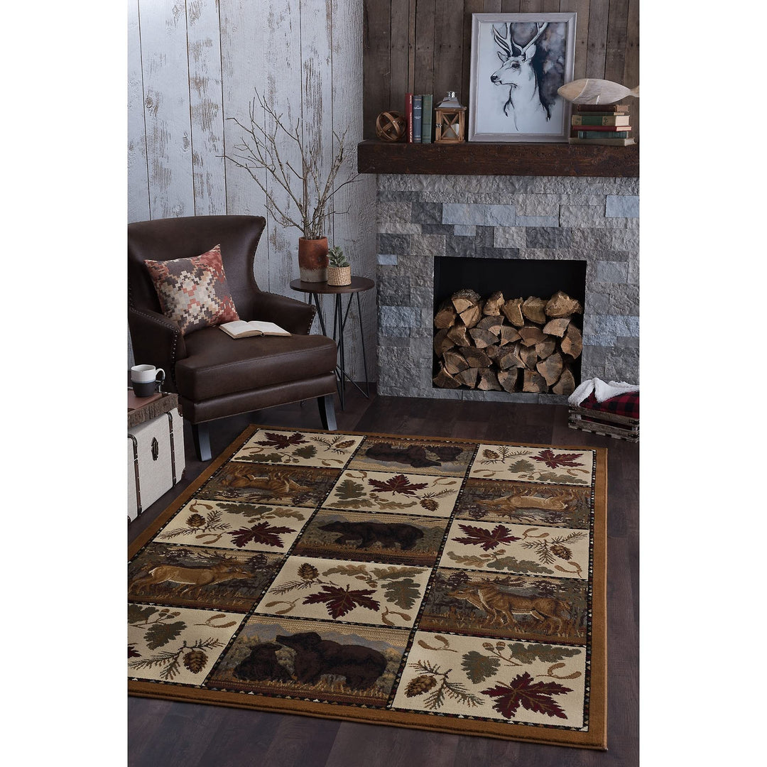 Alise Rugs Natural Lodge Novelty Graphic Indoor Area Rug Beige 7'10'' x 10'3'' 7'10'' x 10'3'' - Beige