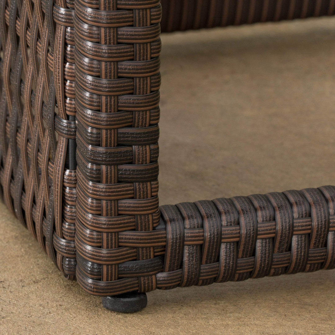 Outdoor Side Table by Brown Farmhouse Rectangle Iron Wicker Espresso Finish - Diamond Home USA