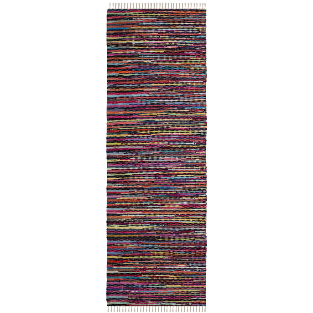 Rag Rug Runner with Tassels Maroon Pink Multicolor Rags Weave Floor Mat - Diamond Home USA