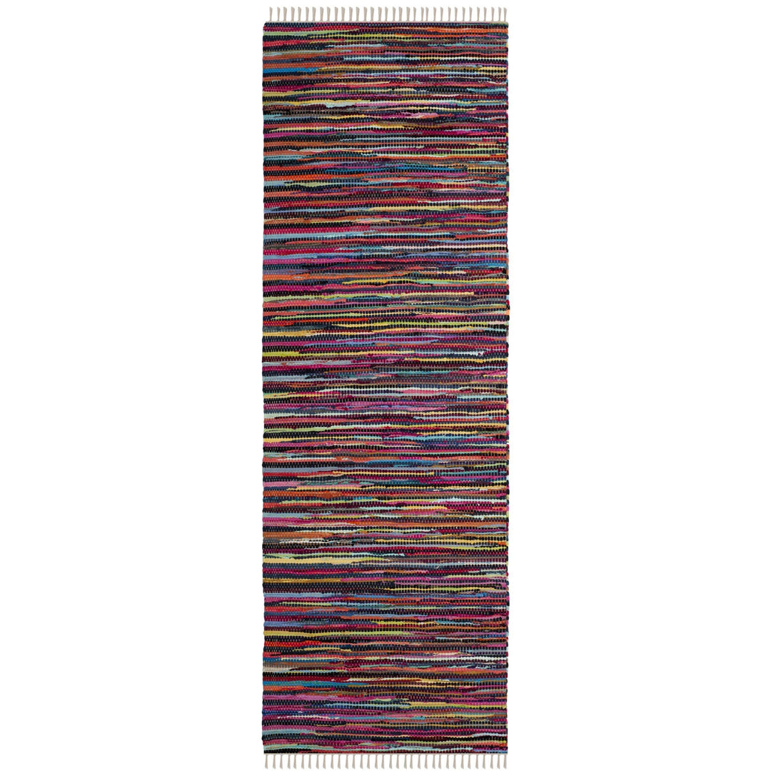 Rag Rug Runner with Tassels Maroon Pink Multicolor Rags Weave Floor Mat - Diamond Home USA