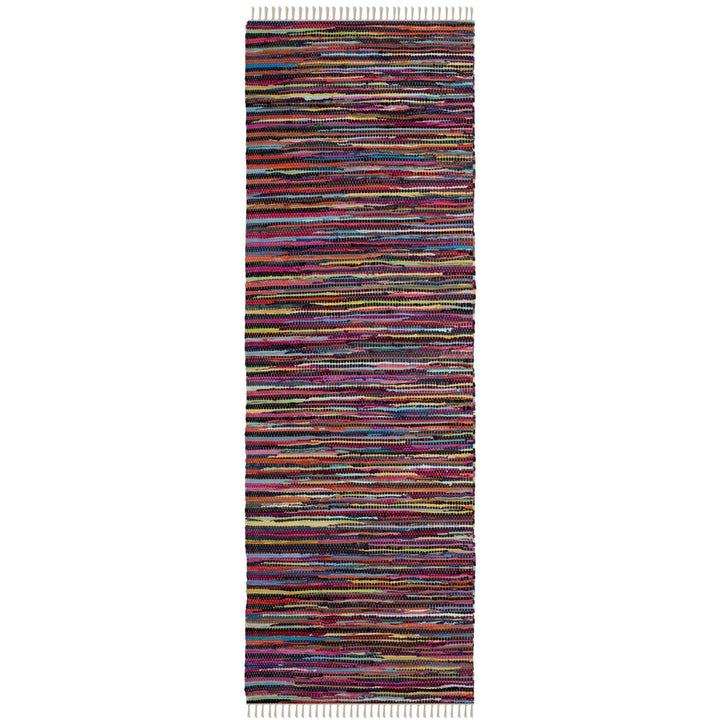 Rag Rug Runner with Tassels Maroon Pink Multicolor Rags Weave Floor Mat - Diamond Home USA