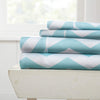 4 Piece urquoise Chevron Pattern Sheet California King Set Cream White Stripe California King - arrow-turquoise