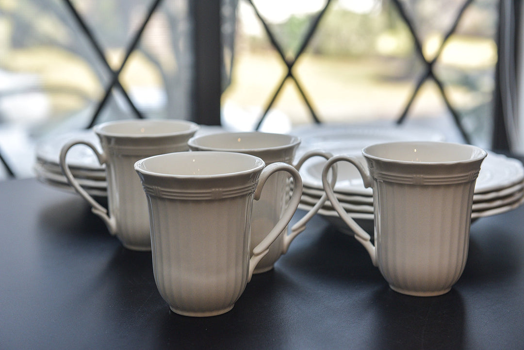 Red Vanilla FE900-402 Tuscan Villa Salad Plates (Set of 4) 8.5" White - Diamond Home USA