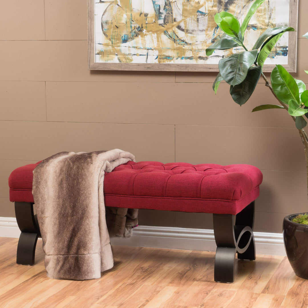 Christopher Knight Home Scarlett Fabric Ottoman Bench Dark