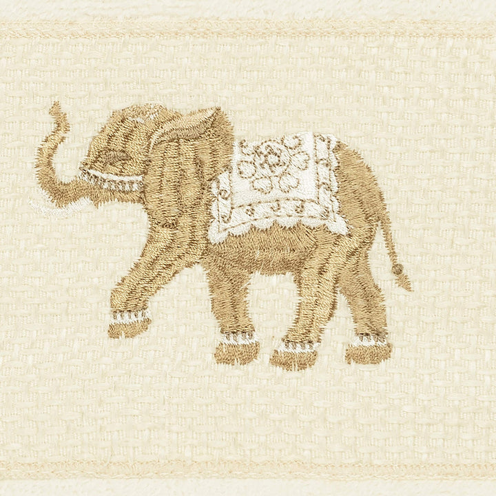 Turkish Cotton Elephants Embroidered Cream 4-Piece Hand Towel Set Cream Terry - Diamond Home USA