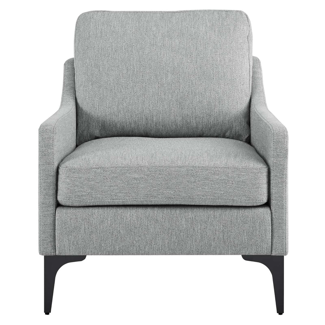 Modway Corland Upholstered Fabric and Metal Armchair in Light Gray - Diamond Home USA