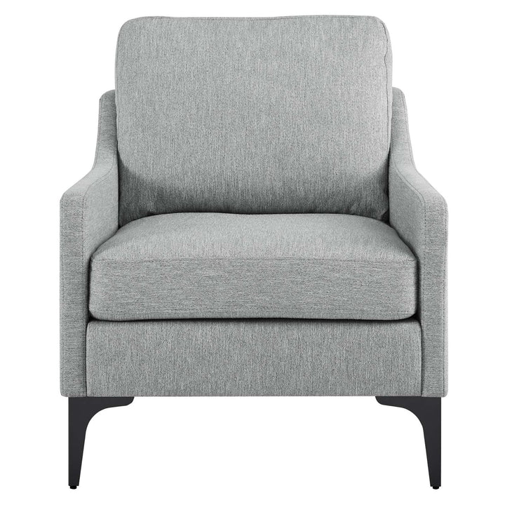 Modway Corland Upholstered Fabric and Metal Armchair in Light Gray - Diamond Home USA