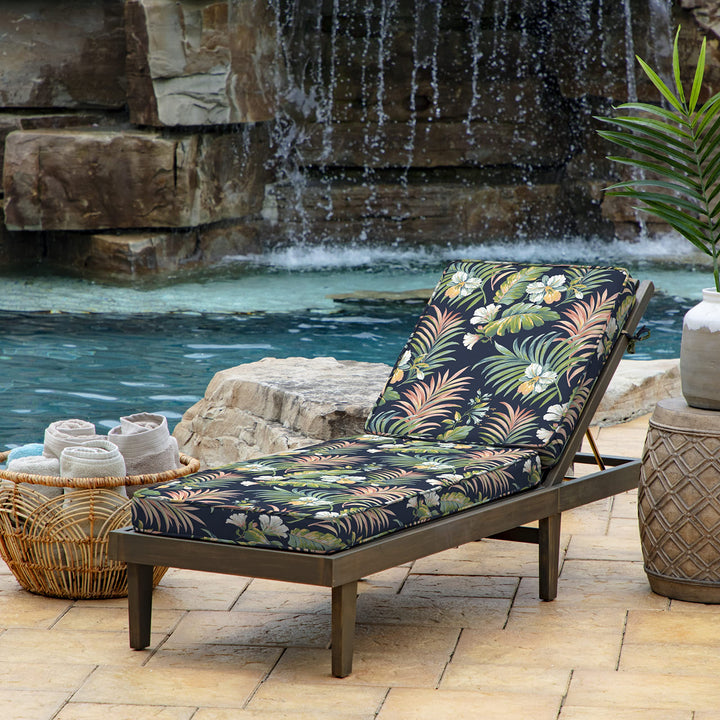 Arden Selections Modern Outdoor Chaise Cushion 21 x 46 Simone Blue Tropical - Diamond Home USA