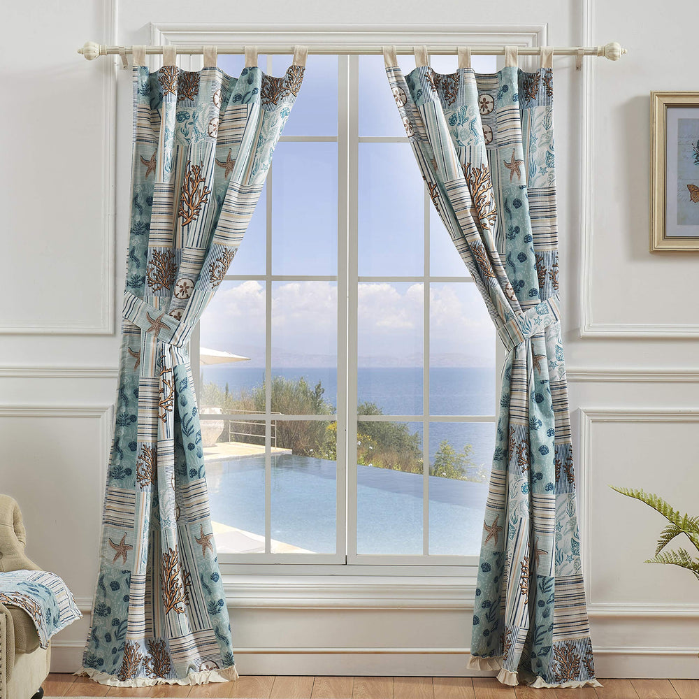 Greenland Home Key West Curtains 84"x84" Seafoam - Diamond Home USA