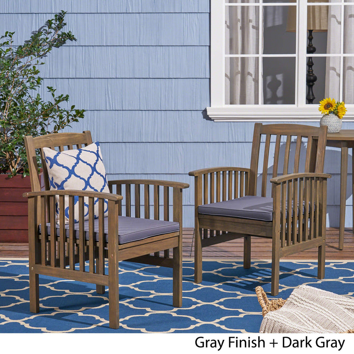 GDFStudio Acacia Patio Dining Chairs Acacia Wood with Outdoor Cushions Gray - Diamond Home USA