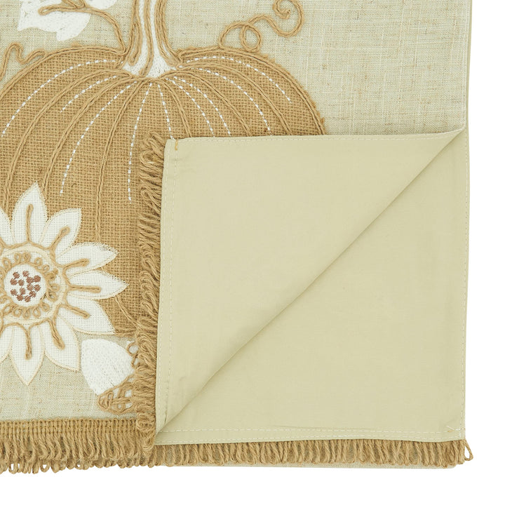 Thankful Pumpkin Design Table Runner 16"x70" Brown Linen Polyester - Diamond Home USA