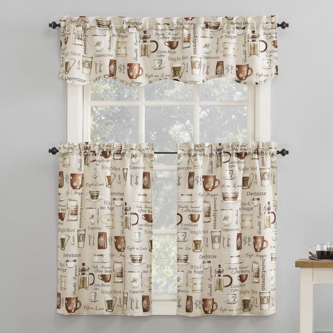 No. 918 Bristol Coffee Shop Semi-Sheer Rod Pocket Kitchen Curtain Valance and - Diamond Home USA