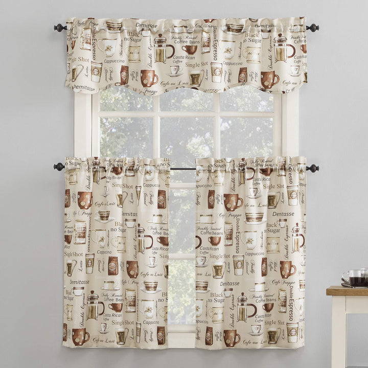 No. 918 Bristol Coffee Shop Semi-Sheer Rod Pocket Kitchen Curtain Valance and - Diamond Home USA