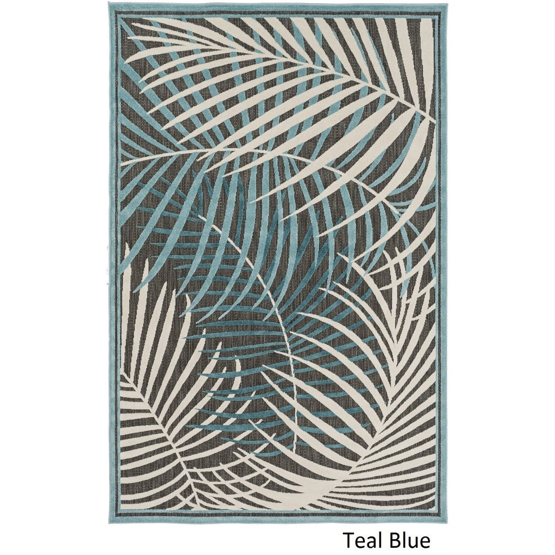 N&T 5x7'6 Teal Blue Tropical Area Rug Rectangle Shaped Indoor White Black - Diamond Home USA