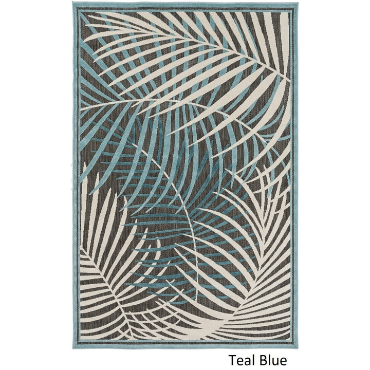 N&T 5x7'6 Teal Blue Tropical Area Rug Rectangle Shaped Indoor White Black - Diamond Home USA