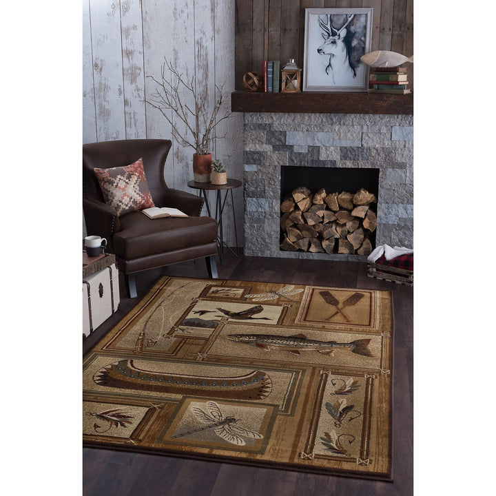 Alise Rugs Natural Lodge Novelty Graphic door Area Rug 7'10 x 10'3 8' x 10' 7'10 x 10'3 - Ivory