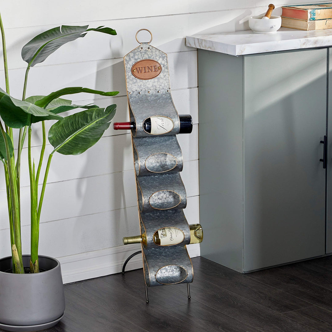 Grey Metal Contemporary Standing Wine Rack 40 X 7 17 Modern Medium