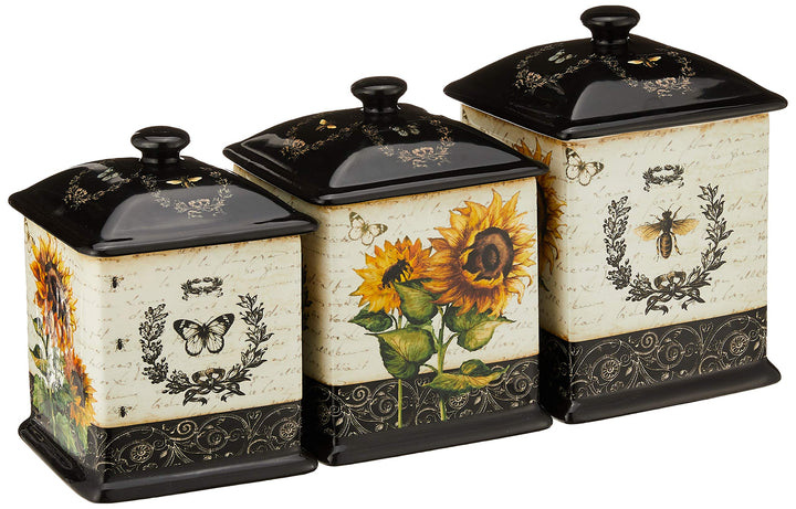 Certified International 3 Piece French Sunflowers Canister Set 56 oz/60 oz/96 oz