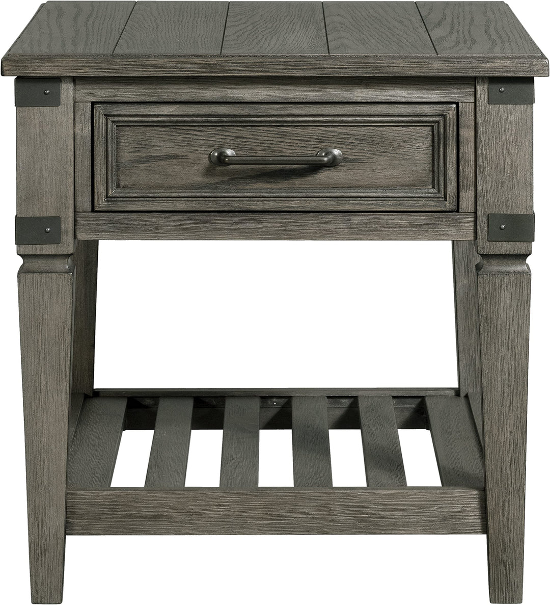 Intercon Foundry 24" Wide Drawer and Shelf Brushed Pewter End/Side/Nesting