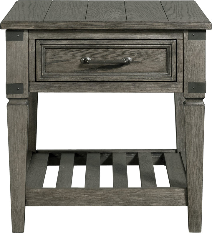 Intercon Foundry 24" Wide Drawer and Shelf Brushed Pewter End/Side/Nesting