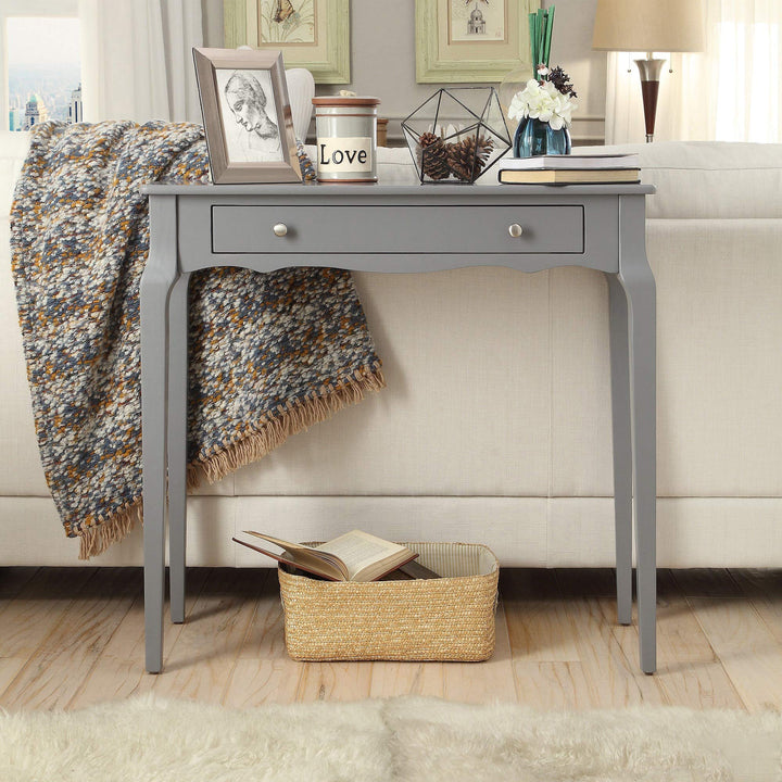 Inspire Q Daniella 1-Drawer Wood Accent Console Sofa Table by Bold White Painted - Diamond Home USA