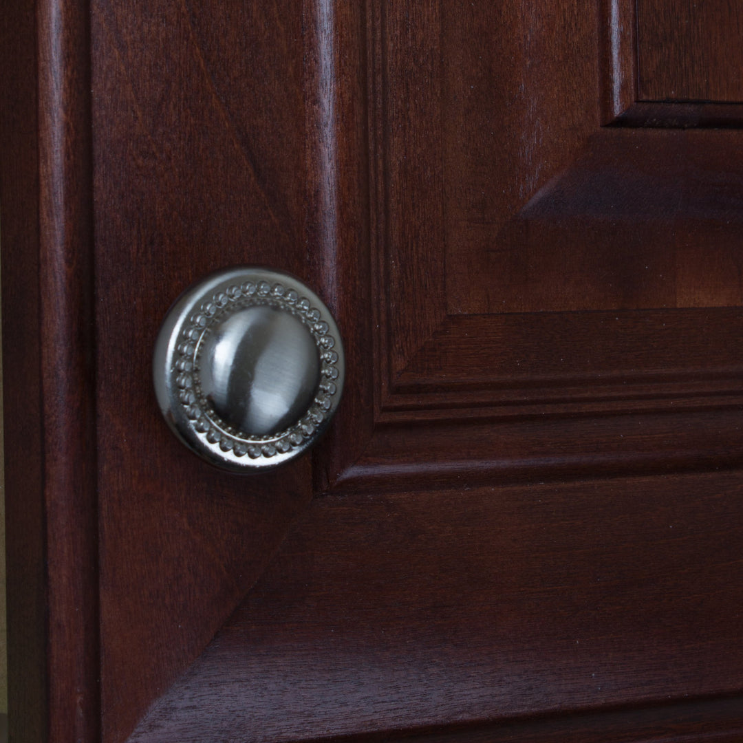 GlideRite Hardware 5222-SN-10 Round Beaded inet Knob 10 Pack Round Beaded - Diamond Home USA