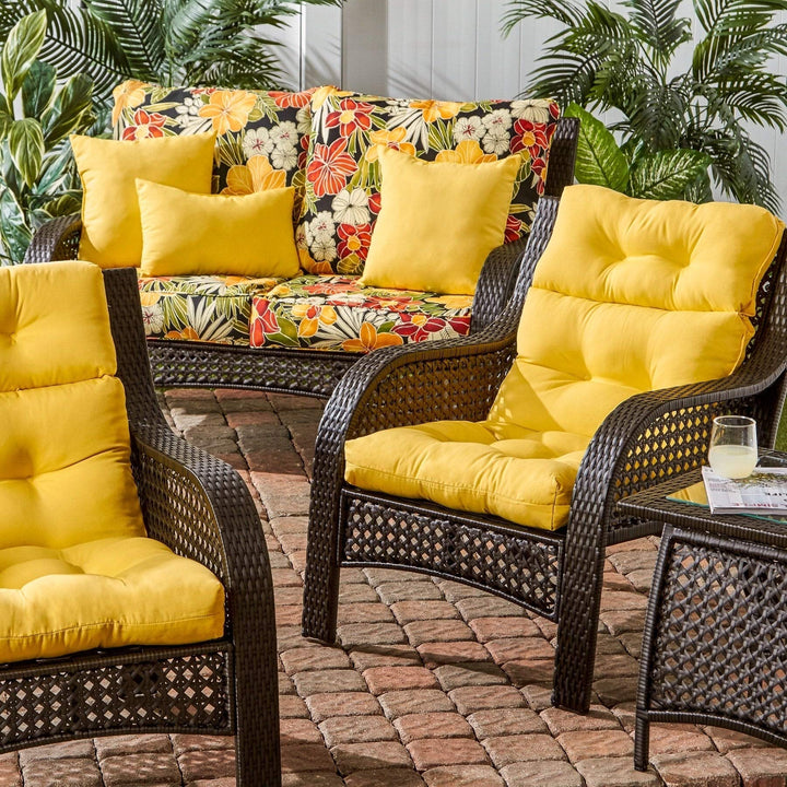 Driftwood 44x22-inch 3-Section Outdoor Yellow High Back Chair Cushion Solid - Diamond Home USA