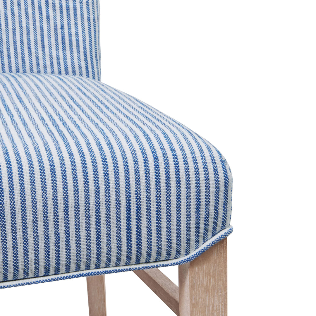 New Pacific Direct Milton Fabric Chair Natural Solid Wood Legs Blue Stripes - Diamond Home USA