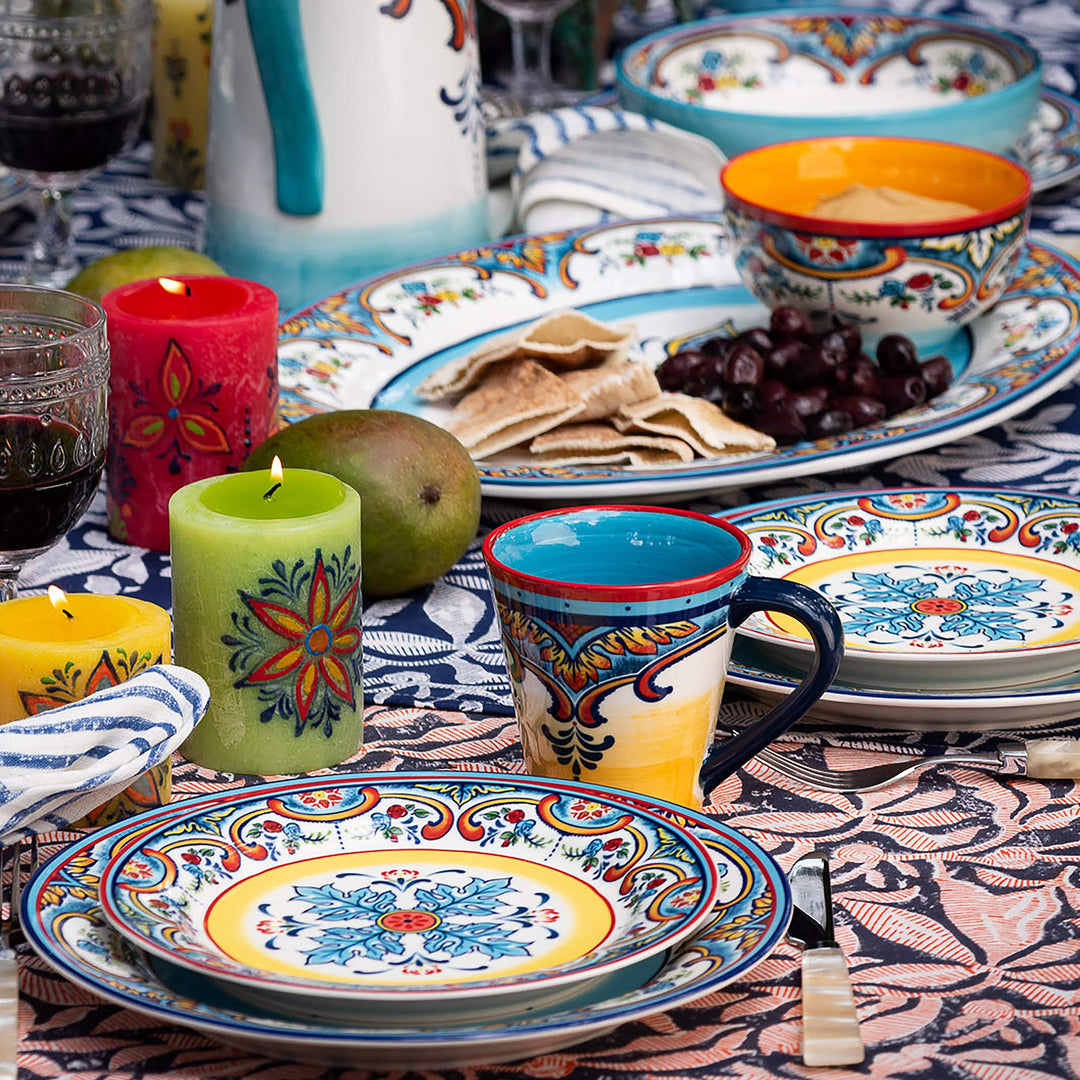 Euro Ceramica Zanzibar Collection 18-Inch Large Oval Platter|Serving Tray|Turkey - Diamond Home USA