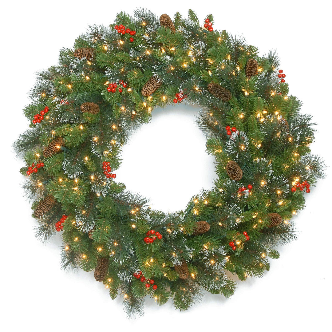 48" Spruce Wreath with Clear Lights
