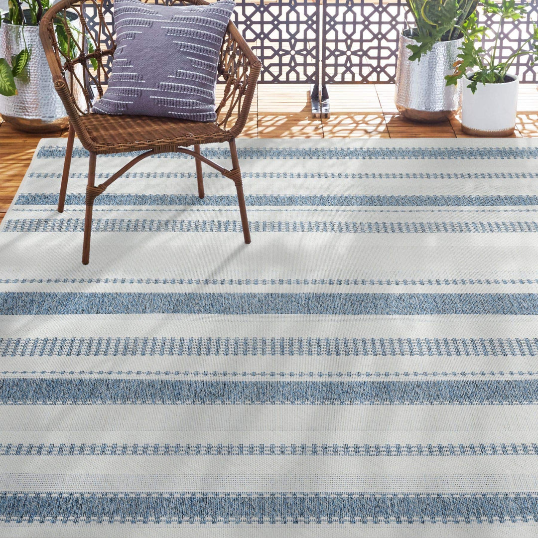 Home Dynamix Tripoli Mateo Modern Indoor/Outdoor Area Rug Dark Blue/Cream 5'3"x7'3" - Dark Blue/Cream