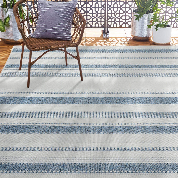 Home Dynamix Tripoli Mateo Modern Indoor/Outdoor Area Rug Dark Blue/Cream 5'3"x7'3" - Dark Blue/Cream