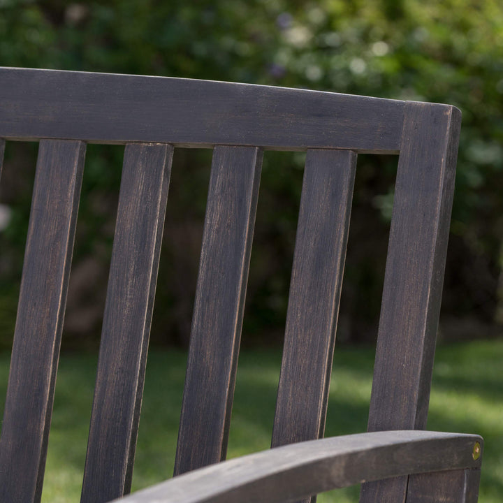 Christopher Knight Home Loja Outdoor Acacia Wood Bench Dark Grey Finish - Diamond Home USA