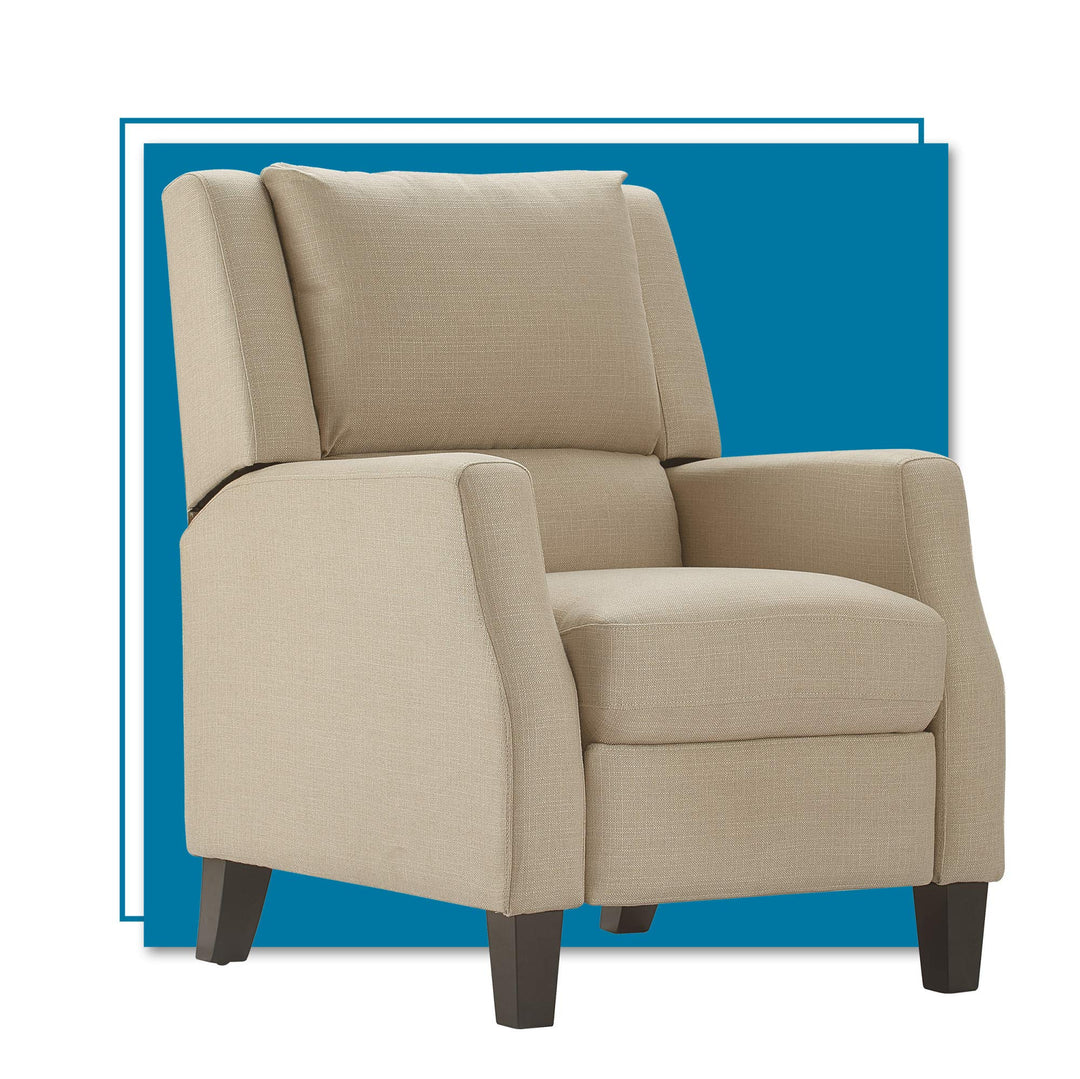 ClickDecor Bristol Push Back Recliner Chair for Living Room Upholstered Sand