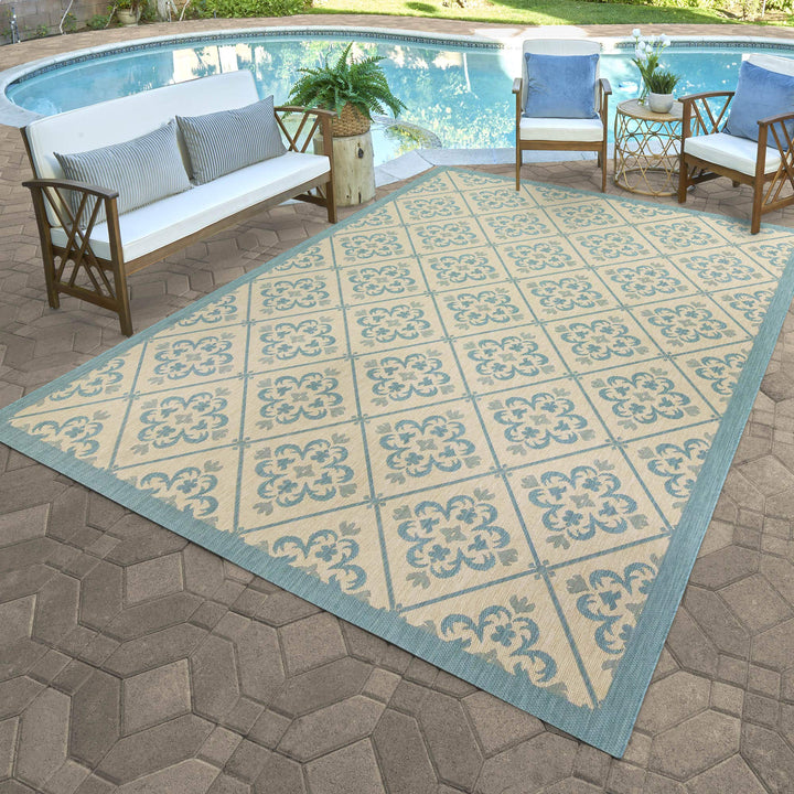 Gertmenian Indoor Outdoor Classic Flatweave Area Rug Stain & UV Resistant Carpet 5'3" x 7' - Diamond Home USA