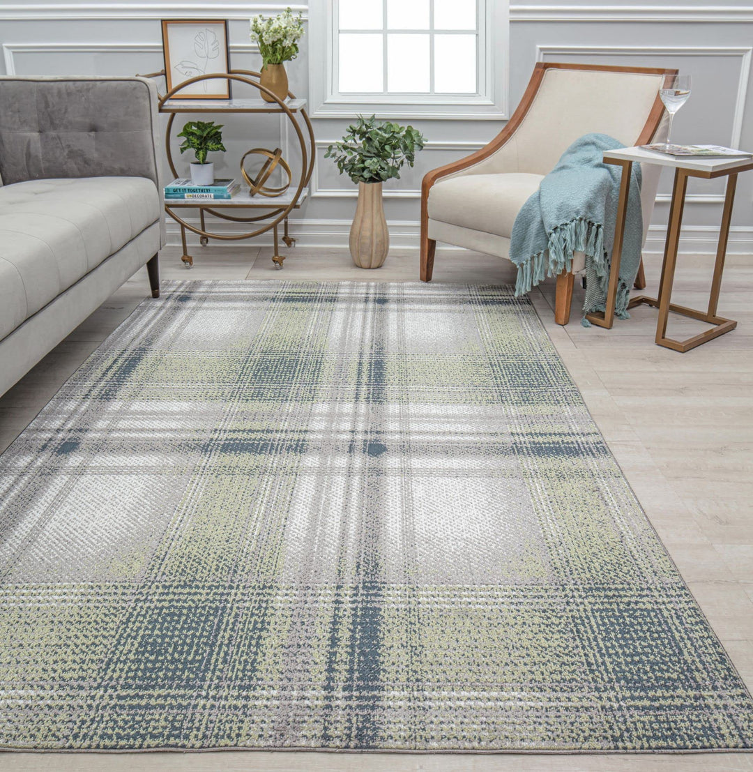 Rugs America Jaelyn JD50B Mountain Rapids Plaid Contemporary Gray Area Rug 8' x 10' - Mountain Rapids