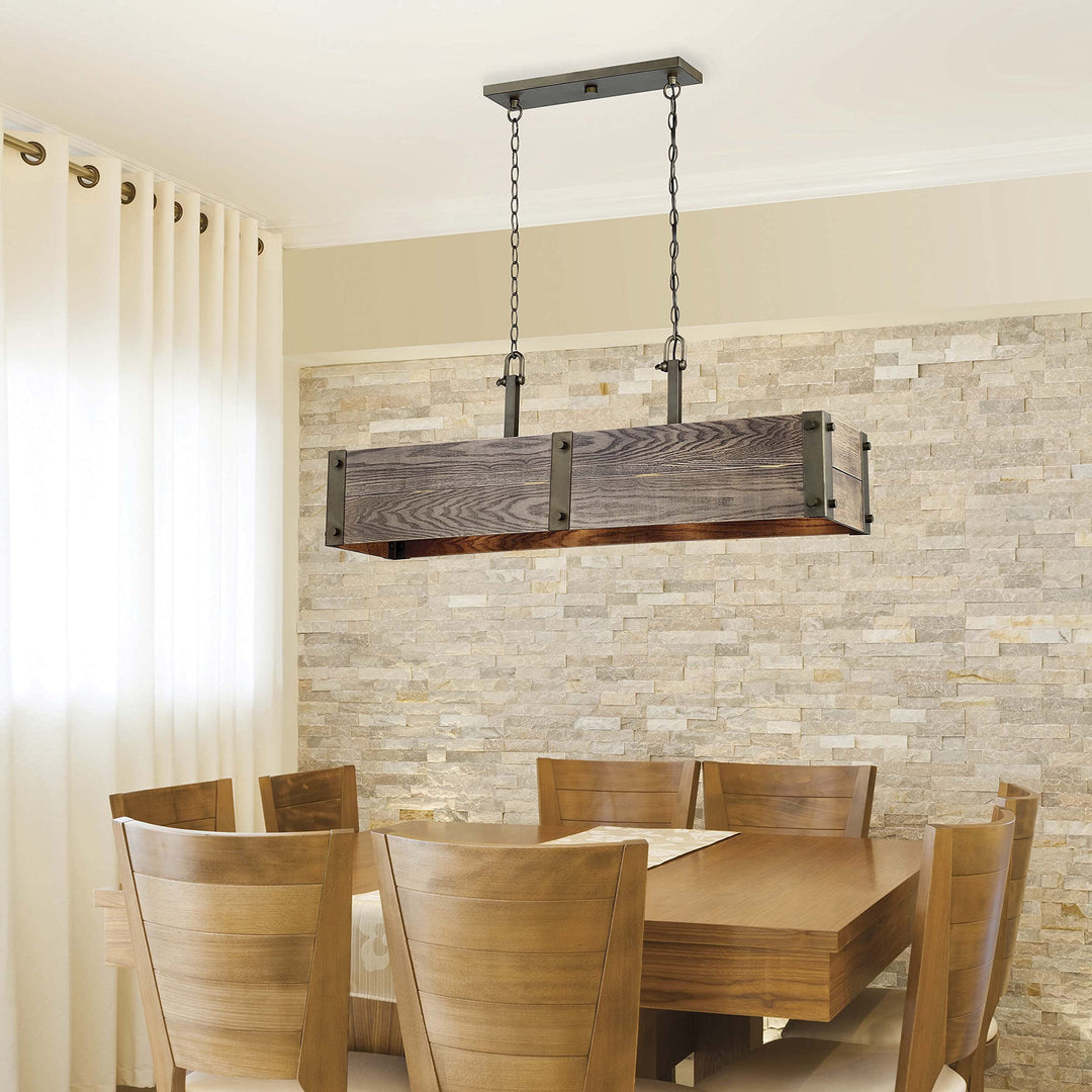 Nuvo 60/6424 Winchester 4-Light Trestle Pendant Bronze & Aged-Wood Finish - Diamond Home USA