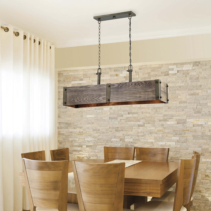 Nuvo 60/6424 Winchester 4-Light Trestle Pendant Bronze & Aged-Wood Finish - Diamond Home USA