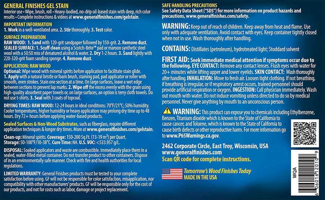 General Finishes Oil Base Gel Stain 1 Half-Pint White - Diamond Home USA