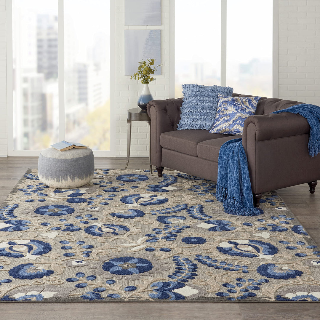5'3 x 7'5 Indoor Outdoor Floral Color Area Rug Polypropylene