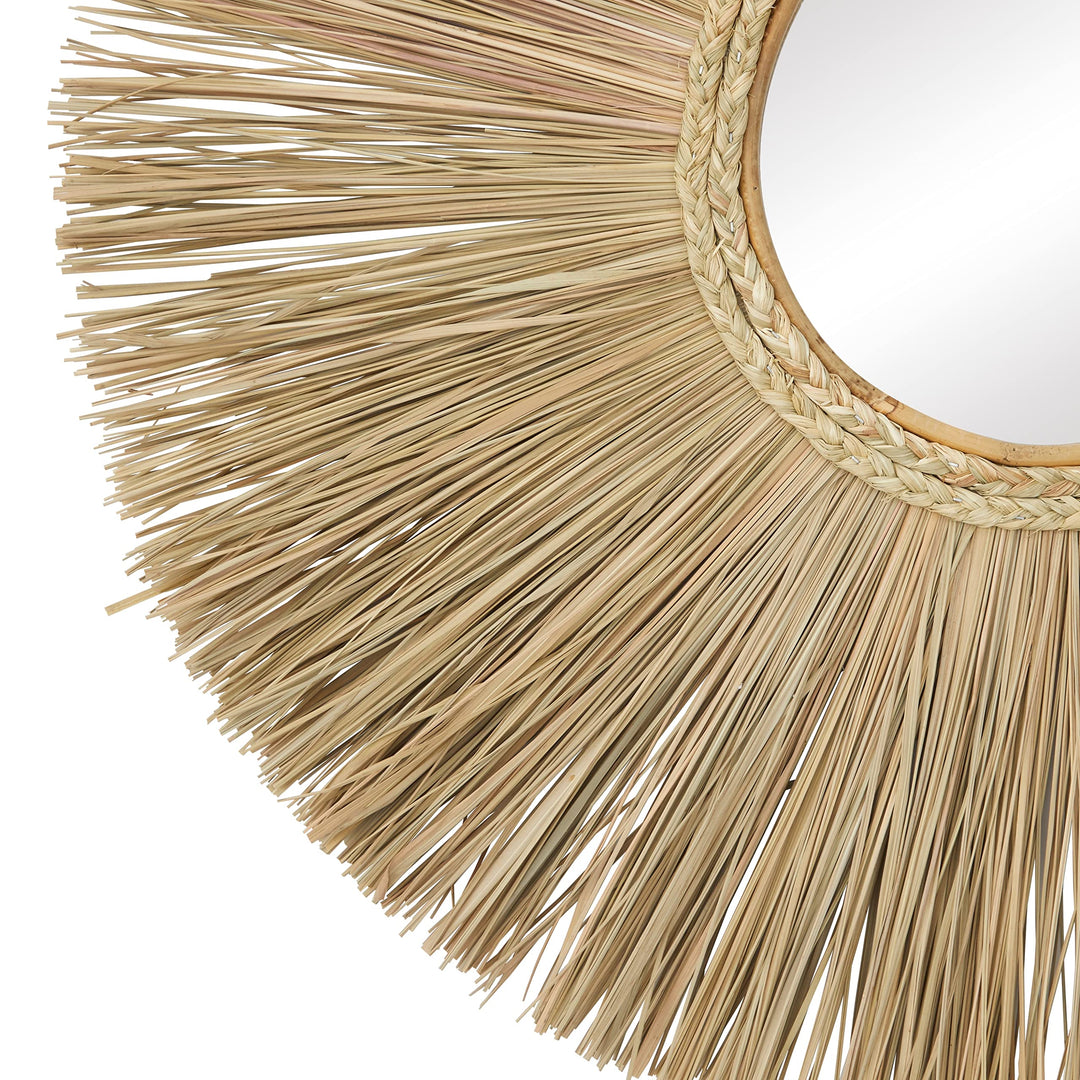 Brown Reed Bohemian Wall Mirror 32 X 2 Casual - Diamond Home USA