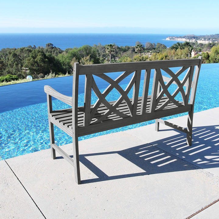 Surfside 4-Foot Outdoor Hand-Scraped Hardwood Garden Bench Grey Traditional - Diamond Home USA