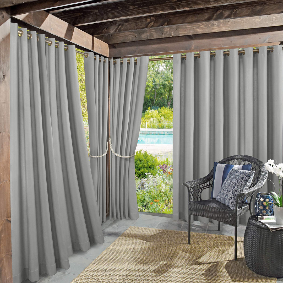 Sun Zero Marina Indoor/Outdoor UV Protectant Energy Efficient Grommet Curtain Gray - 54 x 84