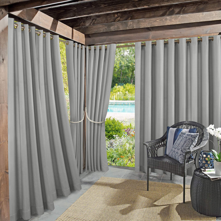 Sun Zero Marina Indoor/Outdoor UV Protectant Energy Efficient Grommet Curtain Gray - 54 x 84