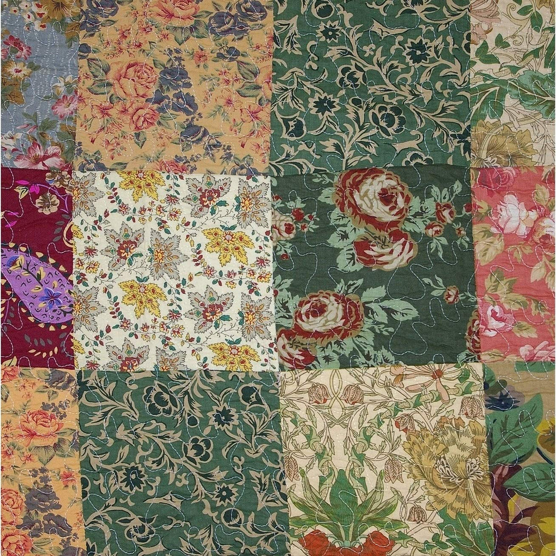 Antique Chic Throw Yellow Floral Shabby Cotton Reversible - Diamond Home USA