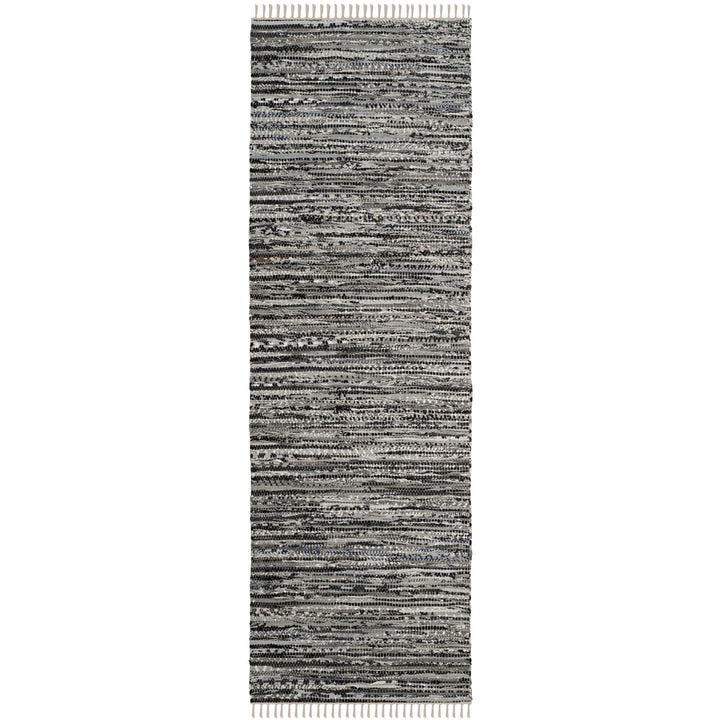 Rag Rug Runner with Tassels White Black Grey Rags Weave Floor Mat Hallway - Diamond Home USA