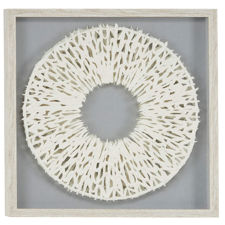 19.5" White Hand-Cut Paper Abstract Art Shadow Box in Square Frame 20 X 1 Grey